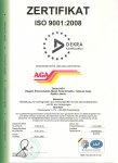Certyfikat ISO 9001:2008. System zarządzania jakością przy produkcji wyrobów dla motoryzacyji: karoserii autokarów, wyposażenia autobusów, hard topów, części maszyn, zbiorników samochodów strażackich, błotników, zderzaków.